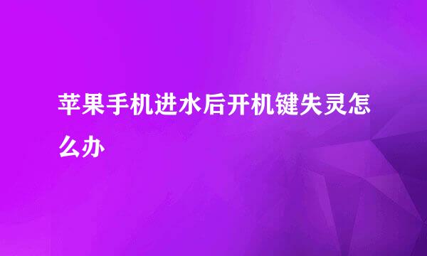 苹果手机进水后开机键失灵怎么办