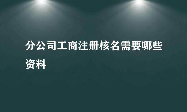 分公司工商注册核名需要哪些资料