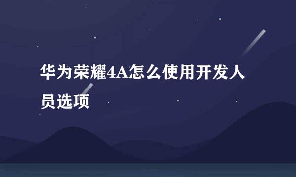 华为荣耀4A怎么使用开发人员选项