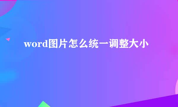 word图片怎么统一调整大小