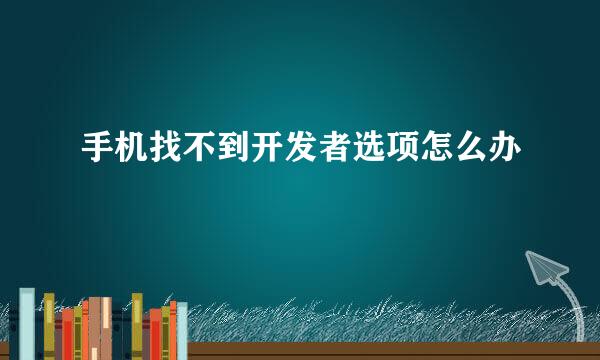 手机找不到开发者选项怎么办