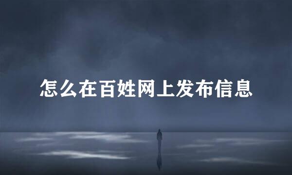 怎么在百姓网上发布信息
