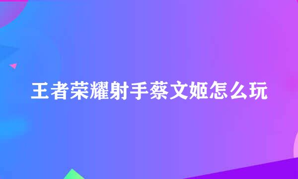 王者荣耀射手蔡文姬怎么玩