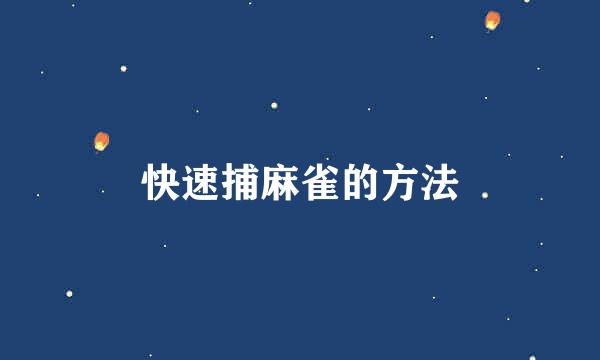 快速捕麻雀的方法