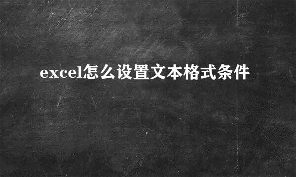 excel怎么设置文本格式条件