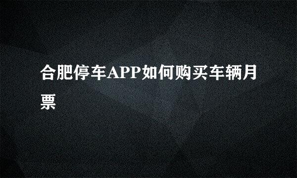 合肥停车APP如何购买车辆月票