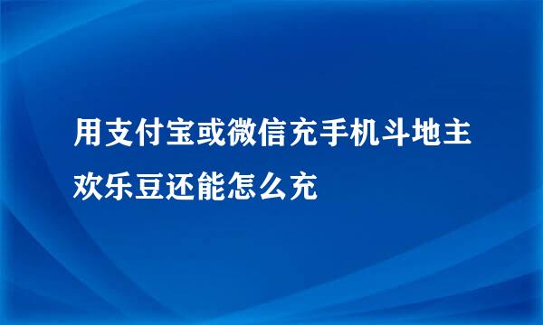 用支付宝或微信充手机斗地主欢乐豆还能怎么充