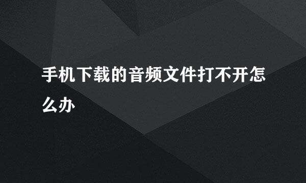 手机下载的音频文件打不开怎么办