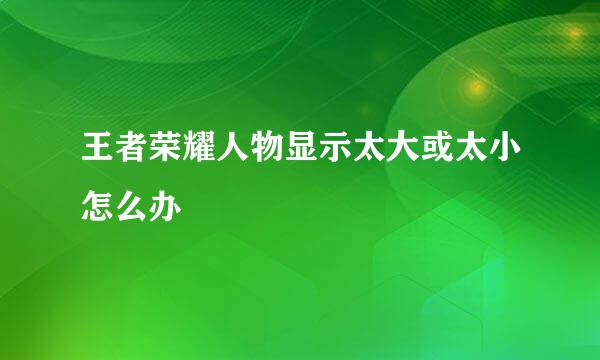 王者荣耀人物显示太大或太小怎么办