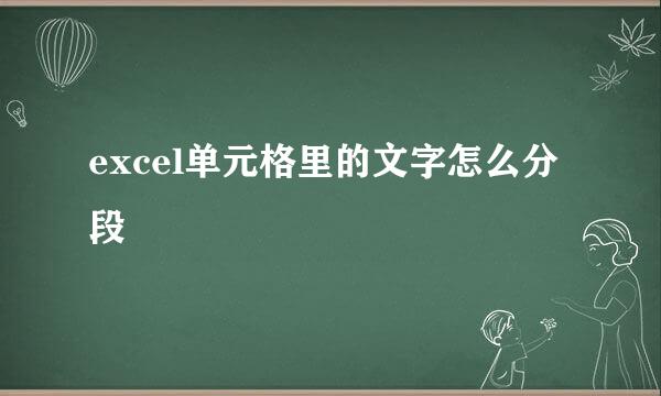excel单元格里的文字怎么分段