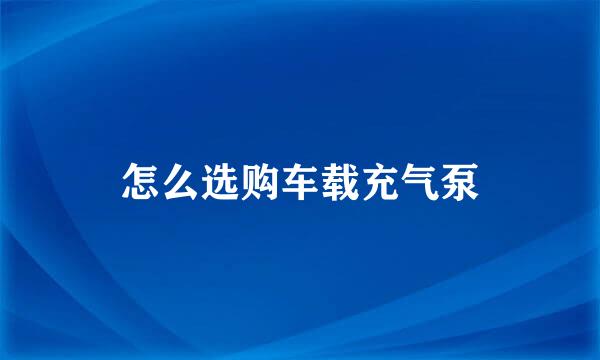 怎么选购车载充气泵