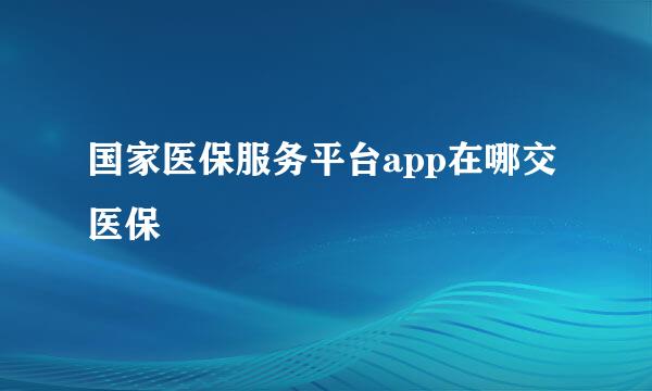 国家医保服务平台app在哪交医保