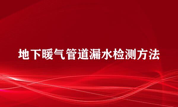 地下暖气管道漏水检测方法