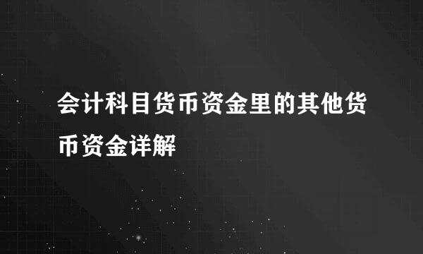 会计科目货币资金里的其他货币资金详解