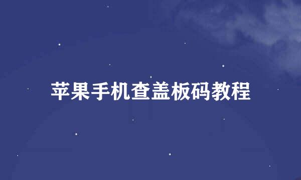 苹果手机查盖板码教程