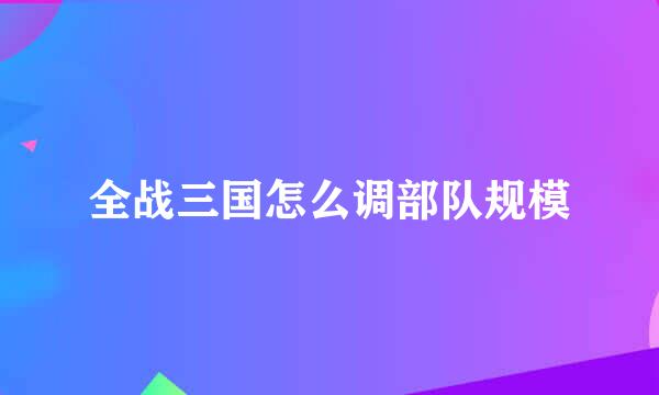 全战三国怎么调部队规模