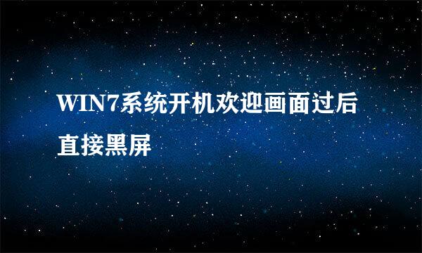 WIN7系统开机欢迎画面过后直接黑屏