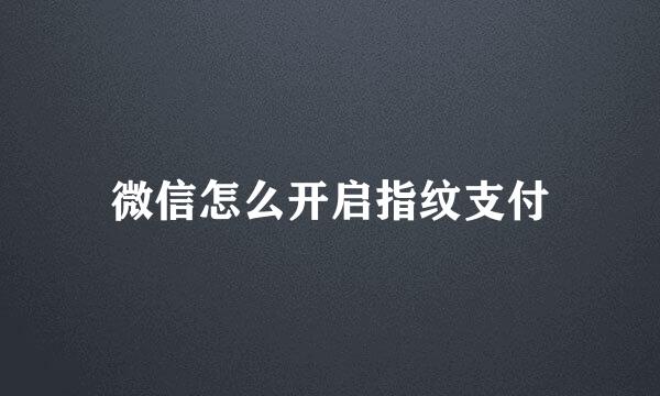 微信怎么开启指纹支付