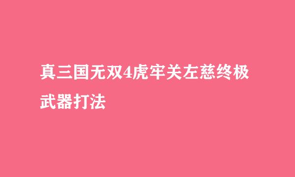 真三国无双4虎牢关左慈终极武器打法