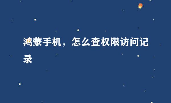 鸿蒙手机，怎么查权限访问记录