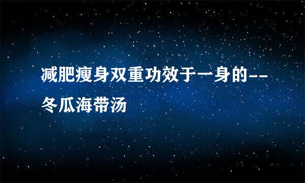 减肥瘦身双重功效于一身的--冬瓜海带汤