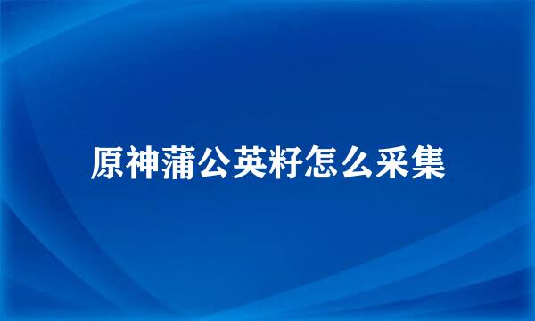 原神蒲公英籽怎么采集