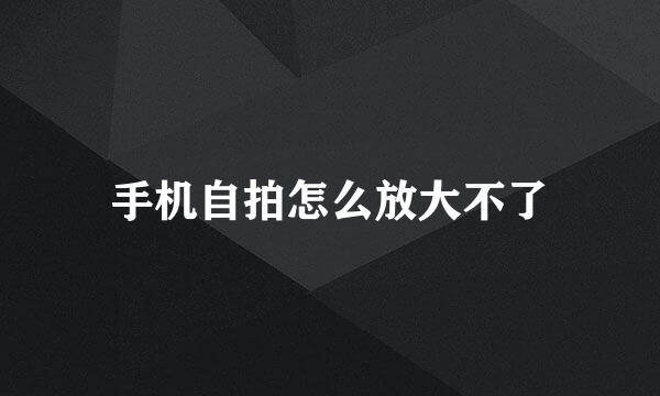 手机自拍怎么放大不了