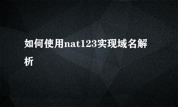 如何使用nat123实现域名解析