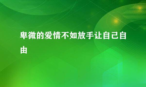 卑微的爱情不如放手让自己自由