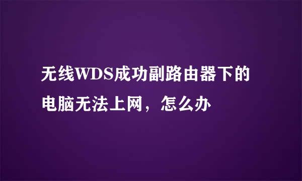 无线WDS成功副路由器下的电脑无法上网，怎么办