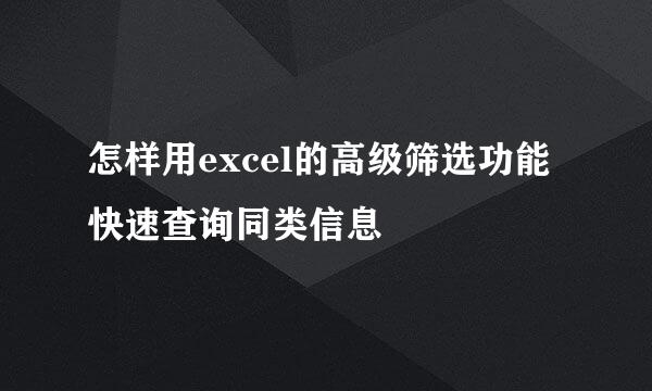 怎样用excel的高级筛选功能快速查询同类信息