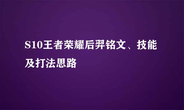 S10王者荣耀后羿铭文、技能及打法思路
