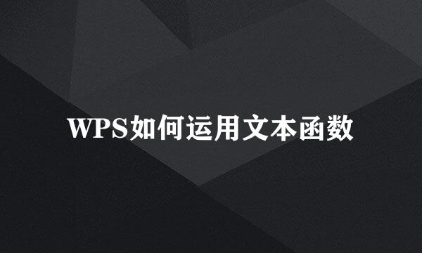 WPS如何运用文本函数