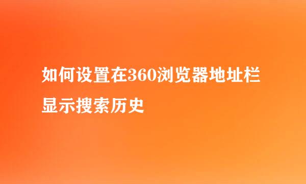如何设置在360浏览器地址栏显示搜索历史