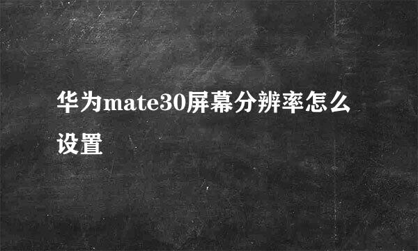 华为mate30屏幕分辨率怎么设置