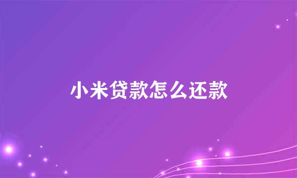 小米贷款怎么还款