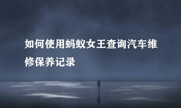 如何使用蚂蚁女王查询汽车维修保养记录