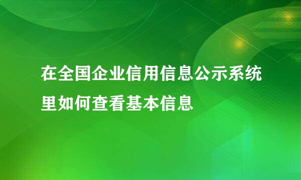 在全国企业信用信息公示系统里如何查看基本信息