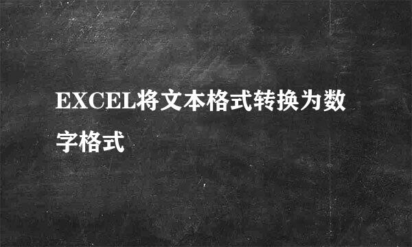 EXCEL将文本格式转换为数字格式