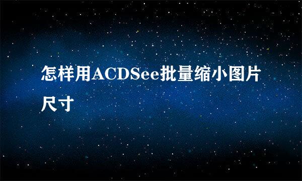 怎样用ACDSee批量缩小图片尺寸