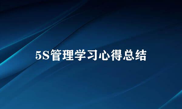 5S管理学习心得总结