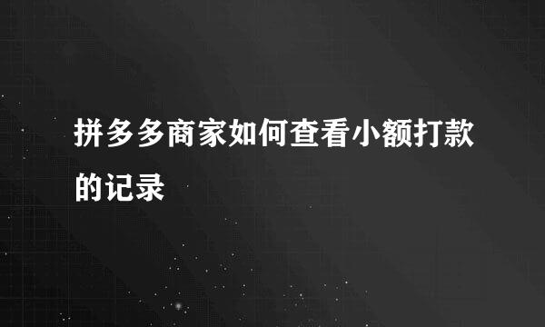 拼多多商家如何查看小额打款的记录