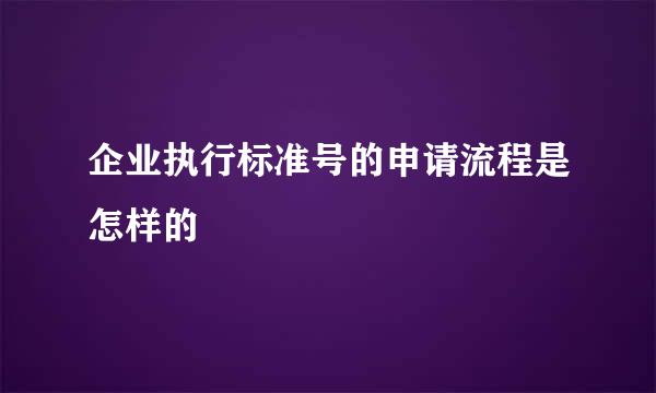 企业执行标准号的申请流程是怎样的