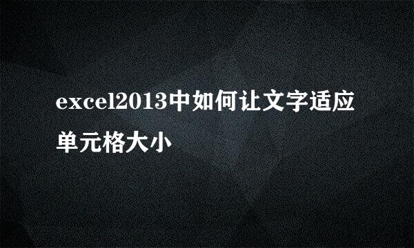 excel2013中如何让文字适应单元格大小