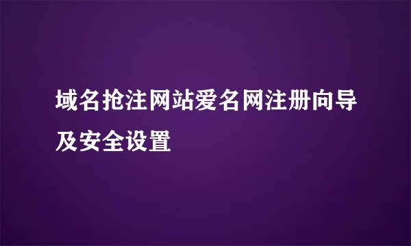 域名抢注网站爱名网注册向导及安全设置