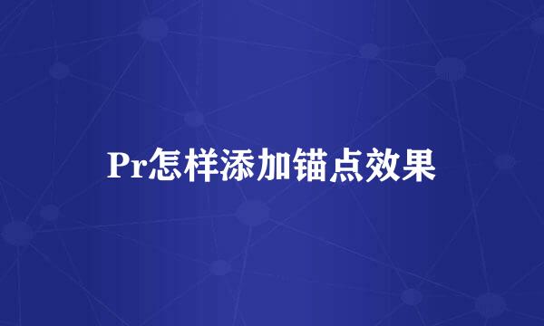 Pr怎样添加锚点效果
