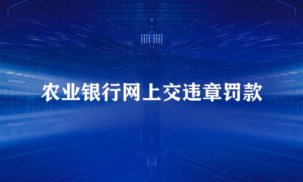 农业银行网上交违章罚款
