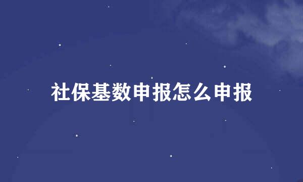 社保基数申报怎么申报