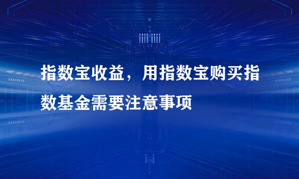 指数宝收益，用指数宝购买指数基金需要注意事项