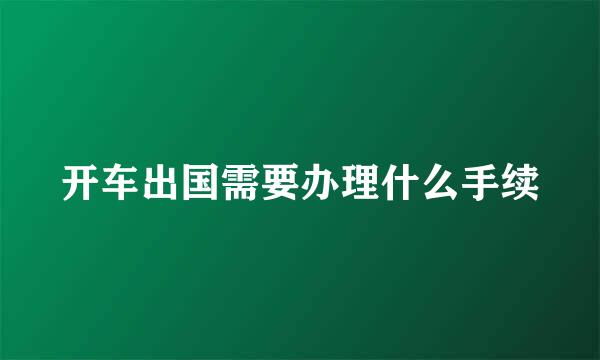 开车出国需要办理什么手续